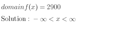The domain of f(x)=2900 is -infinity <x<infinity